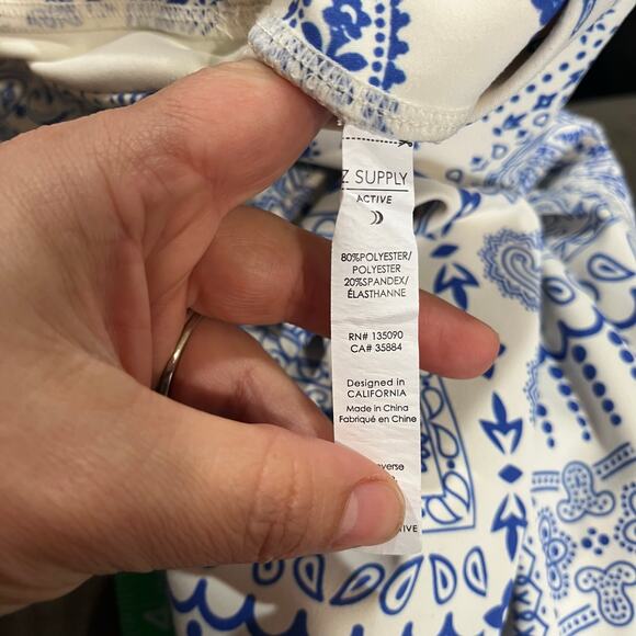 Z Supply Active Bandana 7/8 Leggings Size S Blue Off White Print Yoga Athleisure - Picture 7 of 9